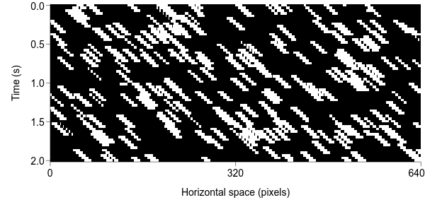 Space-time plot of a rightwards moving dot stimulus