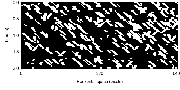 Space-time plot of a 50% coherence moving dot stimulus